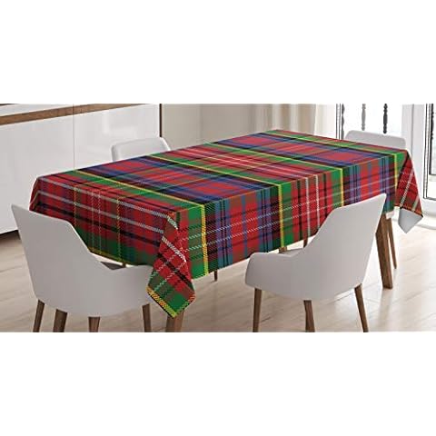 ABAKUHAUS Tartán Mantele, Estilo escocés Caledonia, Resistente al Agua Lavable Cover