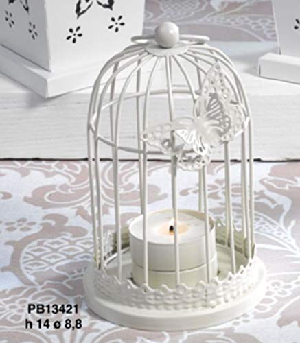 Lanterna Gabbietta farfalla metallo portacandela