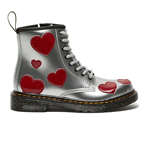 Dr. Martens 1460 (Little Kid/Big Kid) Silver Metallic/Bright Red Patent Lamper/Cosmic Glitter 2 Uk (Us 3 Little Kid) M #TOP3