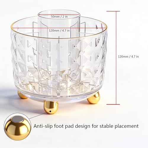 Image of GOTOBA Pen Holder for Desk, 6 Slots 360 Degree Rotating Desk Organizers - Pencil Pen Organizers for Desk - Pencil Holder for Desk - Pencil Cup Pot for Office School Home Art Supply (Transparent)