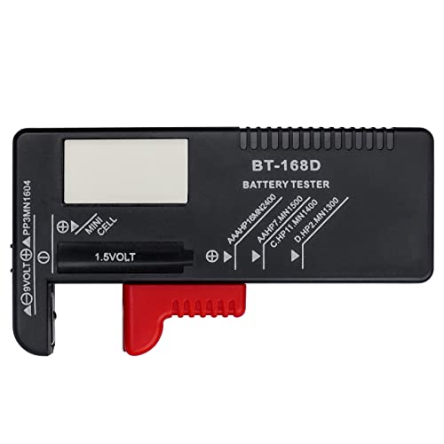 Bestgle batterietester zum prüfen des ladezustands digitaler battery checker detection universal batterieprüfer mit lcd display batteriemessgerät batterie testgerät für aa aaa c d 9v 1.5v schwarz rot