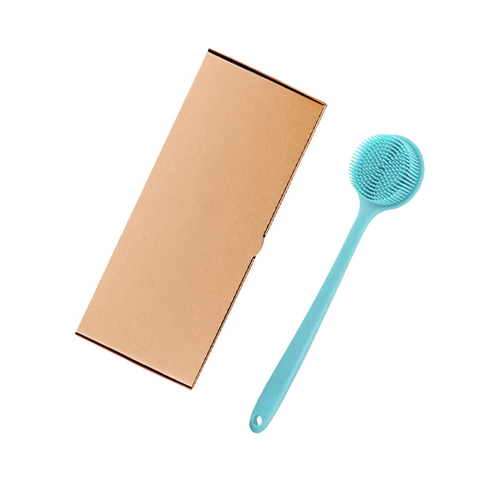 Shower Brush Silicone Bath Body Brush - Back Scrubber for Shower Back Brush Long Handle for Shower Skin Exfoliating Brush Body with Soft Bristles Back Cleaning Washer for Men Women - Blue : Beauty & Personal Care