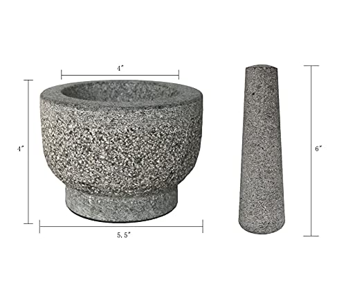Granite Mortar And Pestle Set, Small Stone Mortar And Pestle For Spices, Herbs, Medicine, Guacamole With Anti-Scratch Pad, 5.5 X 4 Inch, 7 Lbs. #TOP3