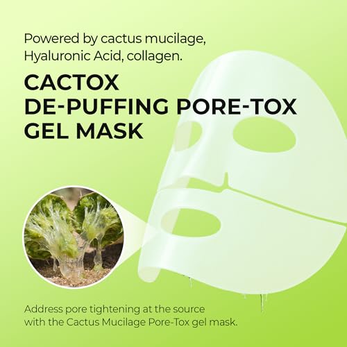 Dr.Melaxin CACTOX DE-PUFFING PORE TOX GEL MASK 4EA with Cactus Cooling Reduce Puffiness & Pore Tightening for Visible Pore Care Skin Repair - Image 3