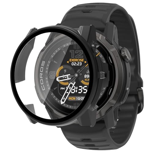 JIAYJP for COROS APEX 4 46mm �p �P�[�X �K���X�t�C���� ��̌^�P�[�X PC+�K���X�f�� �w��h�~ �ϏՌ� �����ȒP �����ߗ� �S�ʕی� �����^ COROS APEX 4 46mm �J�o�[ (�u���b�N)