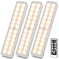 LED Closet Light, 24-LED Dimmer Rechargeable Motion Sensor Under Cabinet Lighting Wireless Stick-Anywhere Night Light with Remote for Wardrobe,Kitchen (3 Pcs)