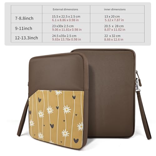 Image of MOCA Universal 7-8 Inch Tablet Sleeve Case, Polyester Protective Cover with Zipper and Wrist Strap, Compatible with Kindle, iPad mini, Samsung, Lenovo Tablets (Daisy Vine, 7-8 inch)