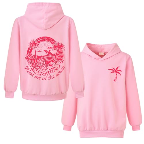 Xpialong Gifts Pink Hoodie Palm Boys Girls Pullovers Hoodies Childrens Tops Jumper (UK Age 11 Years 12 Years Regular Pink)
