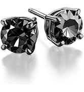 KEZEF Siyah CZ Erkekler veya Kadınlar i&ccedil;in Stud K&uuml;peler, 14K Siyah Rodyum Kaplamalı Sterling G&uuml;m&uuml;ş &Ccedil;iviler, Br...