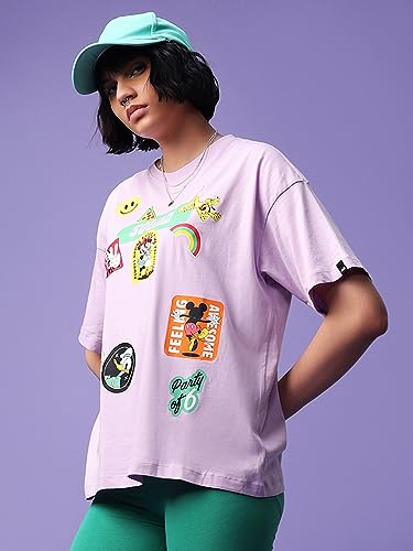 Image of Bewakoof Official Disney Merchandise Friends Women's 100% Cotton Graphic Print Oversized Fit Round Neck T-Shirt