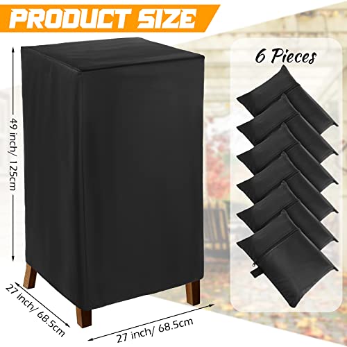 6 Pcs Outdoor Patio Chair Covers Waterproof Stacking Chair Cover 600D High Back Chair Cover Deep Seat Cover For Lounge Chair Garden Chairs All Weather Protection, 27 X 27 X 50 Inch Black Oxford Cloth #TOP1