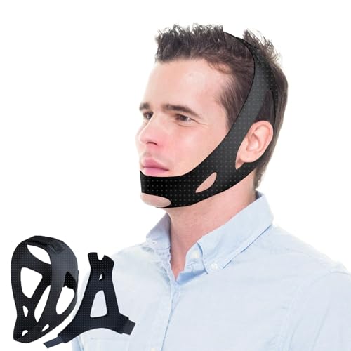 Anti Snore Chin Strap for CPAP Users Chin Strap for Sleeping Comfortable Stop Snoring Solution Anti Snoring Jaw Strap for Men & Women Breathable Stop Snoring Solution to Keep Mouth ClosedBlack