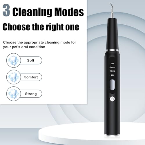Image of Dog Plaque Tartar Remover for Teeth - Electric Pet Toothbrush with 2 Replacement Cleaning Heads, Adjustable 3 Modes Dog Toothbrush Teeth Cleaning Kit for Pet Cat (Black)