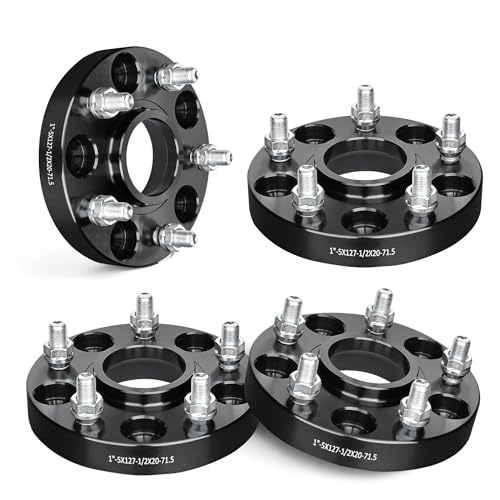 EVIL ENERGY 5x5 Wheel Spacers 1 inch Compatible for Jeep 1999-2010 Grand Cherokee, 5x127 mm Hubcentric with Lip 5 Lugs 71.5 mm Hub Bore 1/2x20 Studs Black