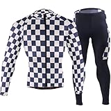 Fahrrad-Shirts für Herren mit Taschen, schnelltrocknend, 3D-gepolstert, Kariertes Karomuster, Large