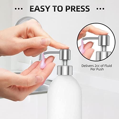 BabyElf Soap Dispenser Pump Head Replacement Spare for Standard 28/400 (26 mm - 28mm) Neck Size - Stainless Steel Brushed Finish ( 6 Pcs, Silver )