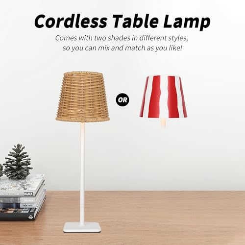 Mr. White Outdoor Waterproof Cordless Wireless Rechargeable Portable Top Touch Battery Operated Powered LED Table Lamp Desk Lamp Lights for Restaurant Kitchen Patio Dinner Dining (Red) by Mr. White - Used condition - Image 2