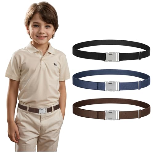 VONMELLI 3 Pack Elastic Stretch Belts Kids Toddler Belt Adjustable Uniform Belt for Boys and Girls