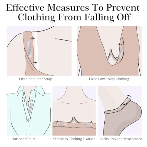 Double Sided Tape for Clothes and Body Waterproof Fashion Clothing Tape, 50 Strips Fabric Tape to Skin Strong Adhesive Body Tape, Clear Transparent for All Skin Shades4