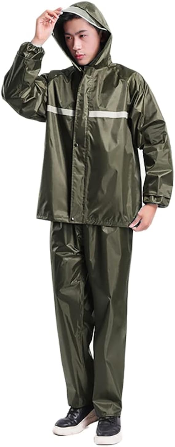 Amazon Co Jp 大人 レインコート スーツ バイク 屋外 レインコート レインパンツ レインウェア 登山 フード付き 上下セット 雨合羽 カッパ ズボン パンツ 雨具 軽量 通気性 完全防水 かっぱ レインスーツ 自転車ジャケット アウトドア 勤務中レインコート作業用