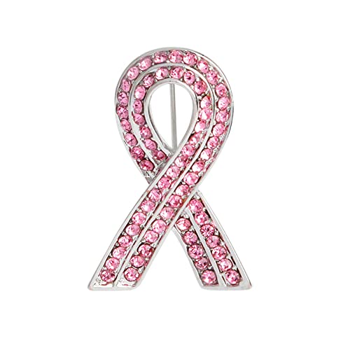 Breast Cancer Pin, Crystal Rhinestone Breast Cancer Awareness Pin, Pink Ribbon Breast Cancer Awareness Accessories for Women