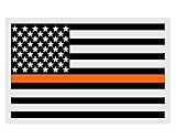 Emergency Mall Black American Flag Search & Rescue Orange Line 4' X 6' Reflective Decal Sticker Thin...