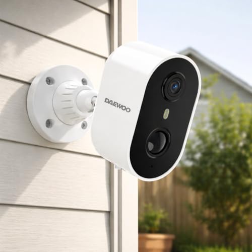 Daewoo Camera Surveillance Exterieure W503 – Pack de 2 – Fixe – Batterie Rechargeable – Vision Nocturne Couleur – Detection Mouvement – WiFi – Compatible Alarme