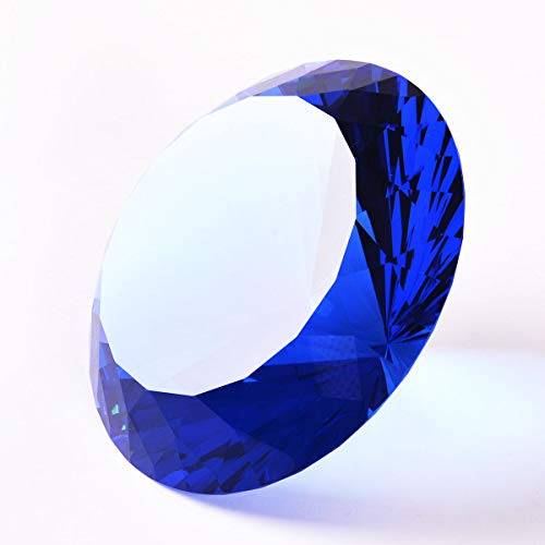 Image of Blue Crystal Glass Diamond Shaped Decoration 60mm Jewel Paperweight,Gift Decoration Idea for Christmas, Thanksgiving and Birthday