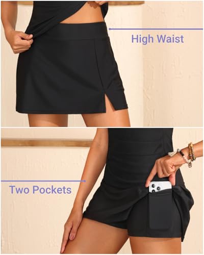 Image of Women Tankini with Skirt Two Piece Swimsuits Tummy Control Bathing Suit