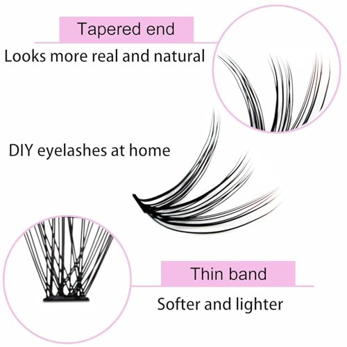DIY Eyelash Extension 240pcs 30D Cluster Lashes Mixed Length Long False Eyelashes Individual Lashes Cluster Eyelash Extensions (30D-0.07C-9-16mm)