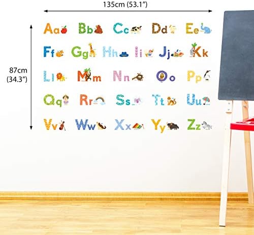 Decowall DAT-1608 My First Alphabet Animals Kids Wall Decals Wall Stickers Peel and Stick Removable Wall Decals for Kids Nursery Bedroom Living Room