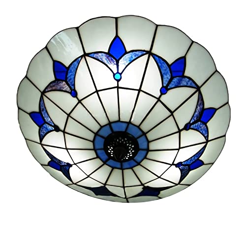 Plafonnier Tiffany vintage luminaire suspendu flush mount verre coloré style ancien E27 40W