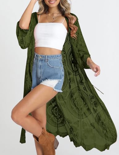 Image of Bsubseach Women Mesh Cardigan Bikini Beach Kimono Open Front Swimsuit Cover Ups Swimwear
