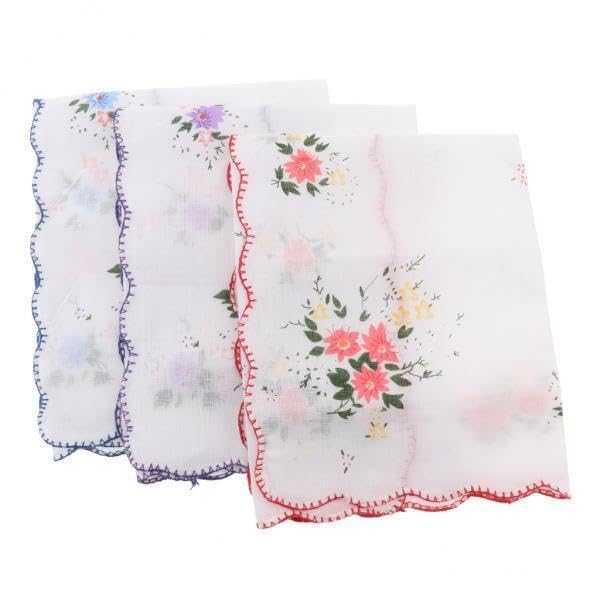 CALANDIS™ 2x3 Womens Flower Cotton Handkerchiefs Hanky Pocket Square with Wavy Edge | Clothing Shoes & Accessories | Womens Accessories | Scarves & Wraps-image-31