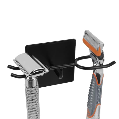 Linkidea Rasierständer aus Edelstahl, DE Rasierhobelhalter für Wand, kompatibel mit Gillette Fusion 5, Sensor 3, Labs Special NFL Series, Merkur 23C (Schwarz)
