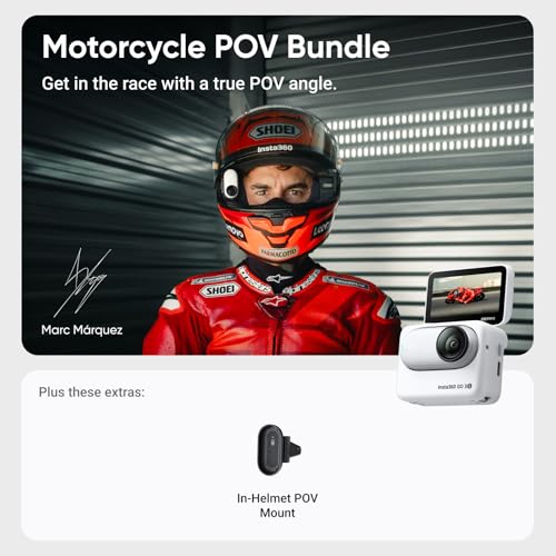 Image of Insta360 GO 3S Motorcycle POV Bundle - 128 GB White 4K Tiny Portable Vlogging Camera, Hands-Free POVs, Mount Anywhere, Stabilization, 140 Min Battery Life