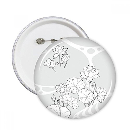 Feuille de lotus lotus rivière fleur plante ronde pins badge bouton de décoration