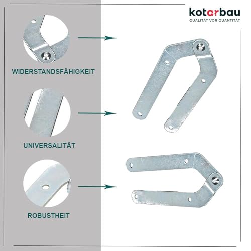 KOTARBAU® 2er Set Leiterband ohne Haken Leiterscharnier Verzinkt Scharnier Stehleiterband Silber Leiter Band Öffnung 180 Grad Klappleiterband Top-Qualität