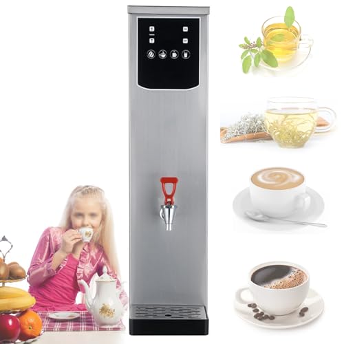 Caldera de agua instantánea – Hervidor eléctrico comercial de 20 L, ebullición rápida de 2,5 kW, acero inoxidable con grifo antigoteo para comedores del personal