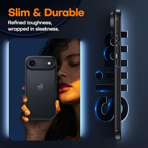 Image of TAURI for iPhone Air Case, with Screen Protector, Matte Black | Full Camera Protection, Anti-Yellowing Military-Grade Protection Shockproof Slim Phone Case for iPhone 17 Air
