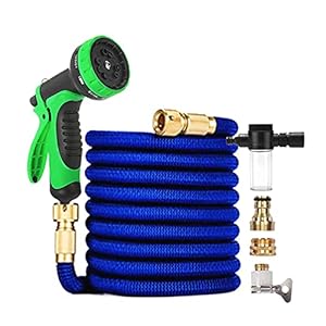 Tuinslang Tuin Watergevende slang, telescopische flexibele carwash slang met schuimtank spray set geschenk (Color : Schwarz, Diameter : 1/2”)