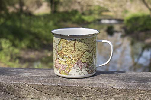Taza esmaltada con diseño de mapa multicolor miniatura 3