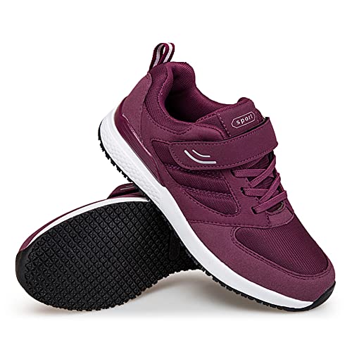 LEADER SHOW Women's Casual Walking Shoes Comfortable Non-Slip Lightweight Hook & Loop Sneakers3