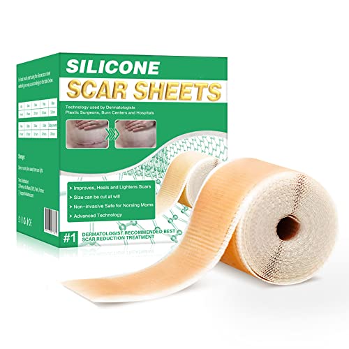 Silicone Scar Roll, Professional Sheets for Scars Caused by C-Section, Surgery, Burn, Keloid, Acne, and More, Drug-Free,[1.5M]