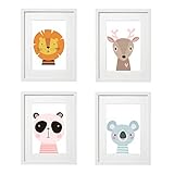 [page_title]-4er Set Kinderzimmer Bilder Babyzimmer Poster DIN A4 | Mädchen Junge | Baby Tiere | farbig | V1