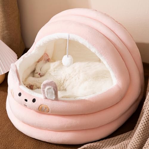 ペットベッド ドーム型 ペットハウス 犬猫用 室内用 オールシーズン ふわふわ 屋根付き 犬小屋 猫 ベッド おしゃれ 寝床 冷暖房 ペット用品 洗える 小型犬 休憩所 クッション付き 小動物用 柄C M