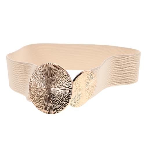 Women'S Stretchy Belt For Dress Jumpsuit Dress Band Vintage Elastic Wide Waist Belt Waistband Beige