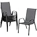LIFERUN Gartenstühle Stapelstuhl Camping Stapelbar Hochlehner Terrassenstuhl Textilene Stahlgestell für Gärten Innenhöfe Balkone Restaurants 150 kg Belastbar 54 x 69 x 93cm (6pcs, Dunkelgrau)