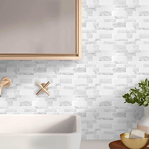 Waldecoo Marble Peel And Stick Backsplash For Kitchen, Thicker Design Self Adhesive Wall Tiles Stick On Backsplash, Marble Look Decorative Tiles (10 Tiles, 12”× 12”) #TOP4