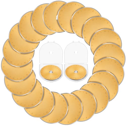 Wamlente 20 Pack 60mm Rotary Cutter Blades, Titanium Coated Steel,Gold